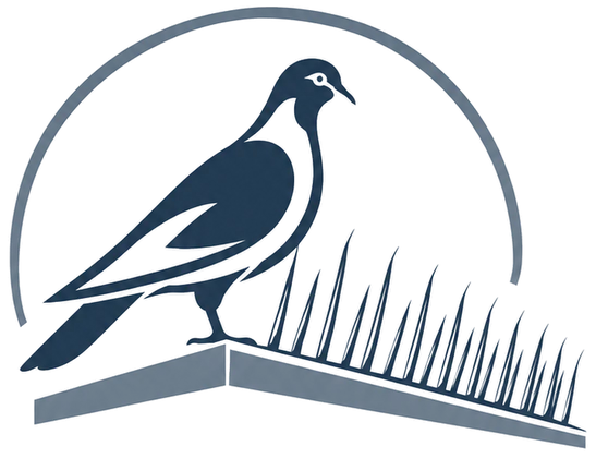 Logo Zéro Pigeon : pigeon posé sur une barrette de pics inox